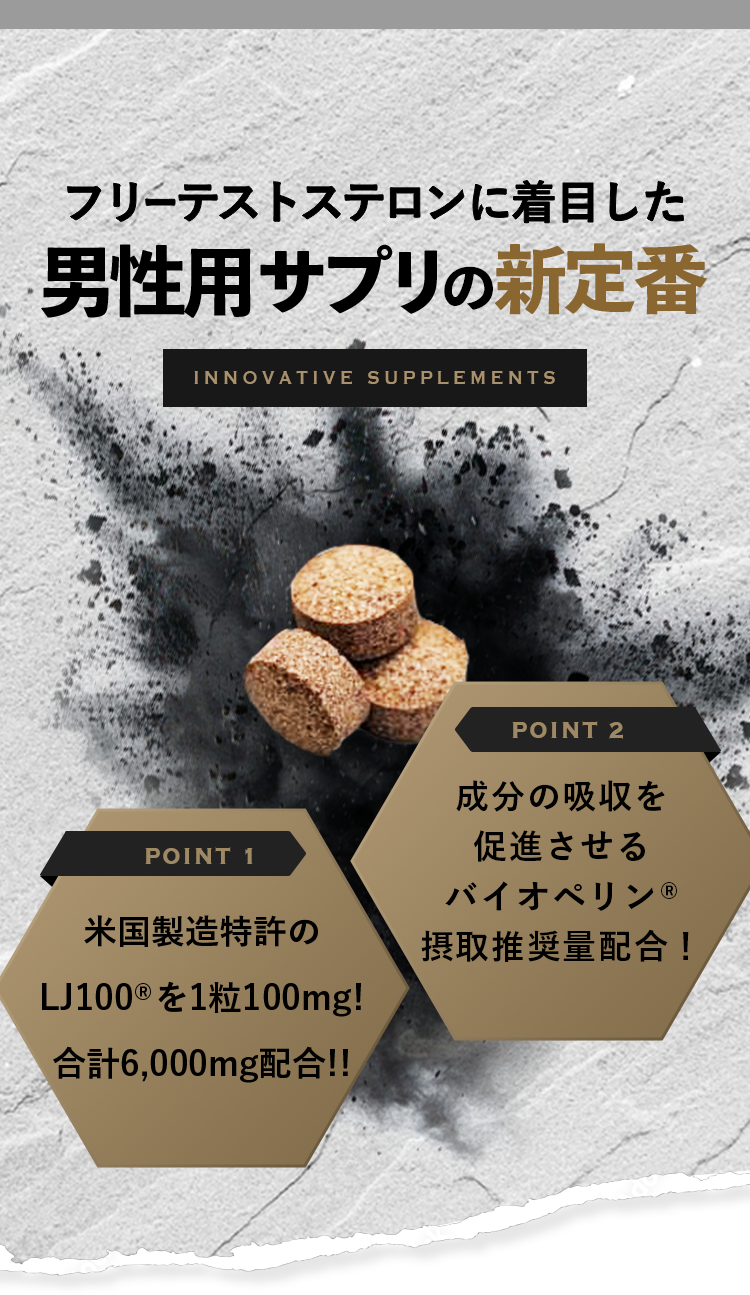 フリーテストステロンに着目した男性用サプリの新定番。